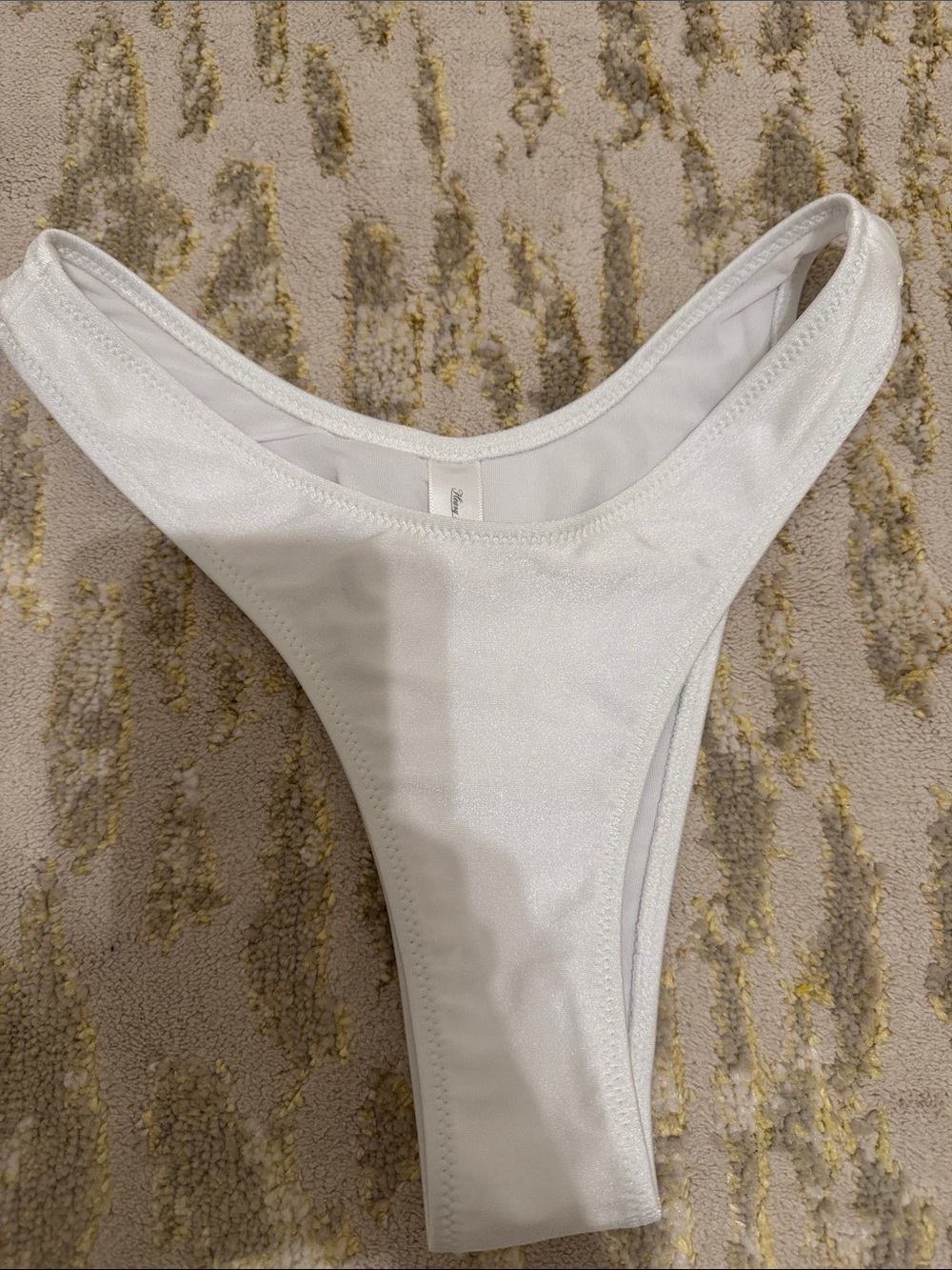 Heavy Manners White Shimmer High-Cut Bikini Bottom